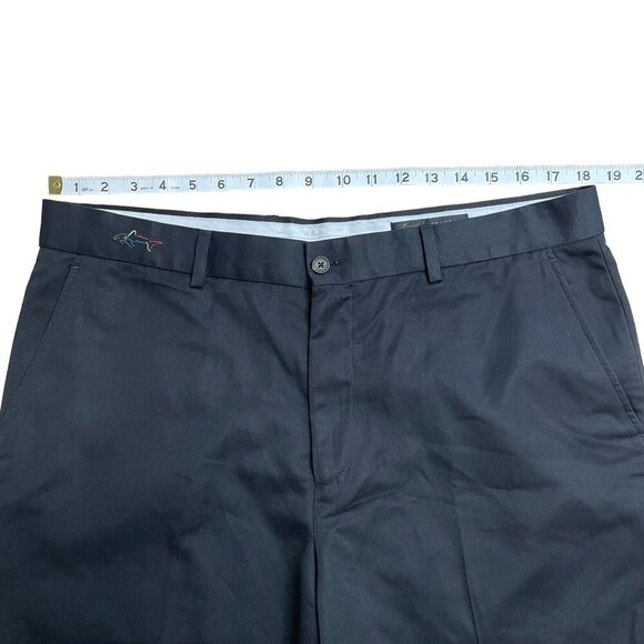 GREG NORMAN GOLF SHORTS MENS SIZE 36 ATHLETIC POCKETS CHINO LOGO FLAT FRONT BLK - Picture 6 of 8